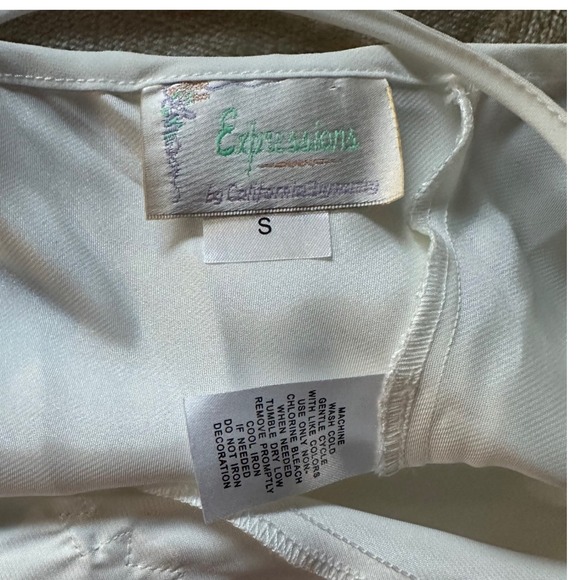Vintage Y2K Expressions California Dynasty White Satin Nightgown Slip Dress Sz S - Picture 7 of 8
